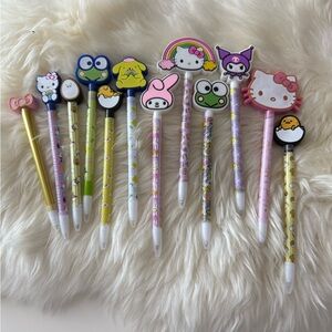Sanrio Hello Kitty Lot of 12 Pens Never Used Gudetama Keroppi New Cute